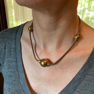 Brass 3-Sphere Snake Necklace